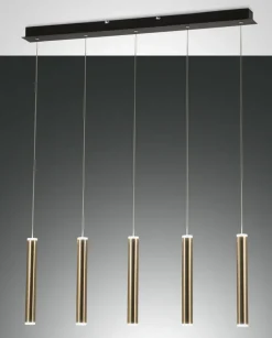 FABAS LUCE LED Balkenpendel PRADO 5-flg messingfarbig