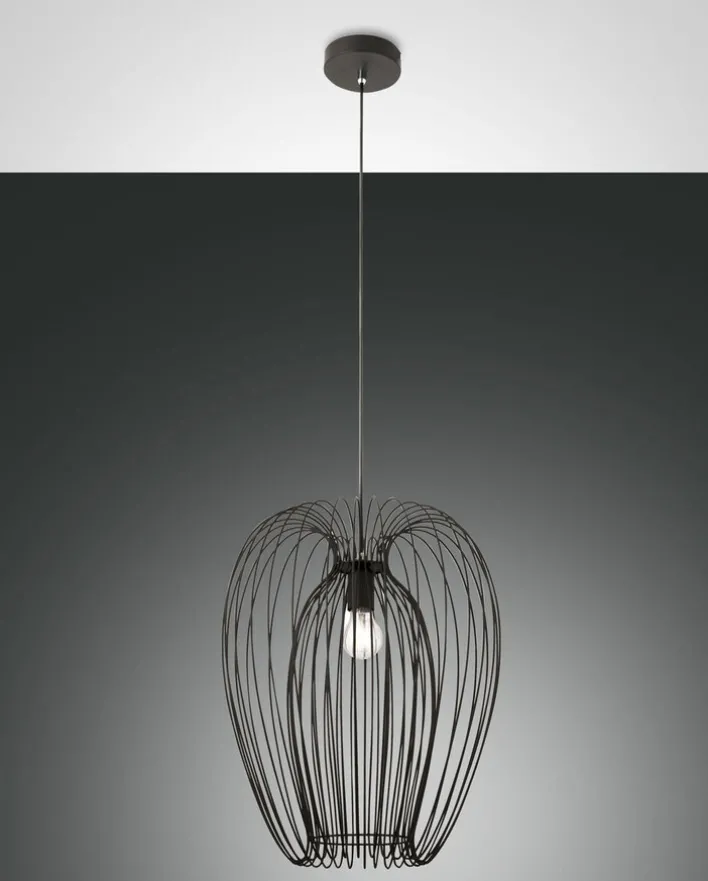 FABAS LUCE Retrofit Pendelleuchte CAMP 40 cm schwarz