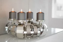 FINK Adventskranz ANELLO 40 cm Metall vernickelt silberfarbig