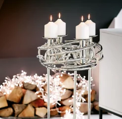 FINK Ständer CARA für Adventskranz 70 cm Metall vernickelt silberfarbig