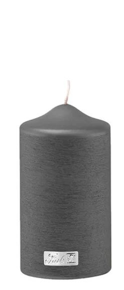 Fink Stumpenkerze METALLIC 2er Set je 15 cm grau gebürstet