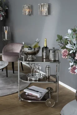 Fink Tablett NASSAU silberfarbig gehämmert