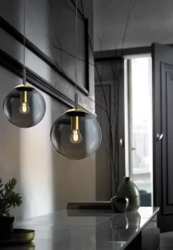 FISCHER & HONSEL Retrofit Pendlleuchte DINI 25 cm Rauchglas