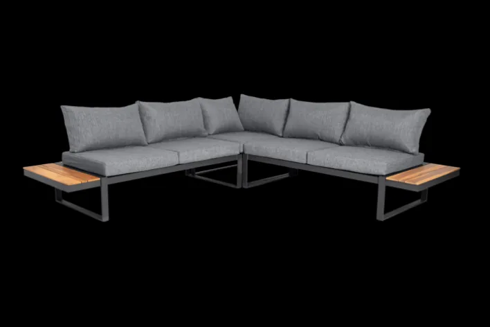 Garden FLAIR Dining Gartenlounge BASEL U 5-tlg grau /Akazie braun