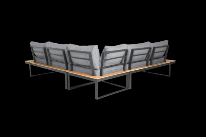 Garden FLAIR Dining Gartenlounge BASEL U 5-tlg grau /Akazie braun