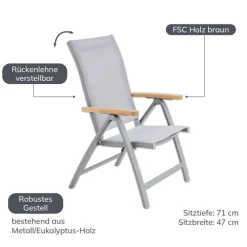 Garden FLAIR Positionsstuhl Garten SALZBURG Alu /hellgrau