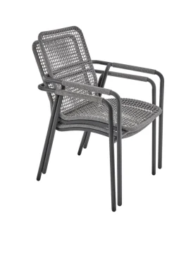 Garden FLAIR Stapelstuhl Garten REPTON ROPE 2er Set anthrazit /hellgrau