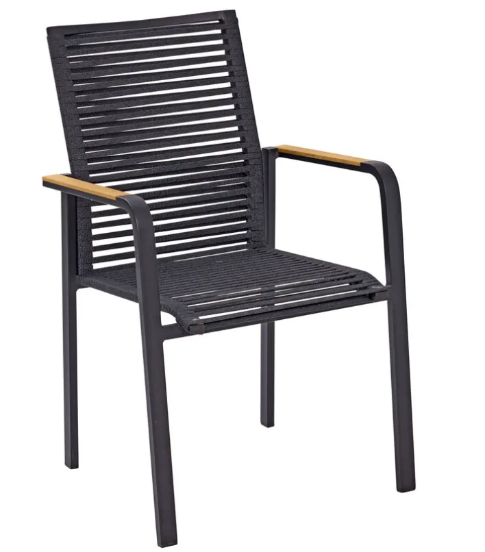 Garden FLAIR Stapelstuhl Garten LEIF schwarz /Rope