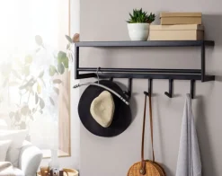 Garderobe 70 x 20 cm Metall schwarz