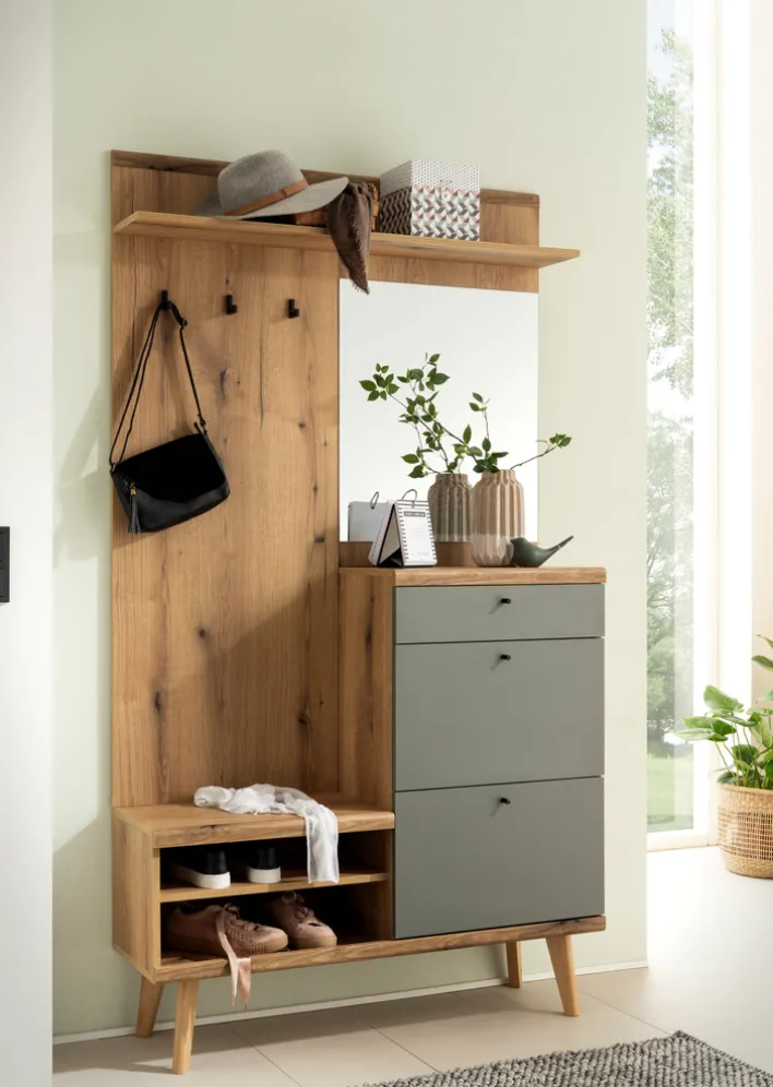 Garderobe ALVA 110 x 200 cm Braun/Salbei