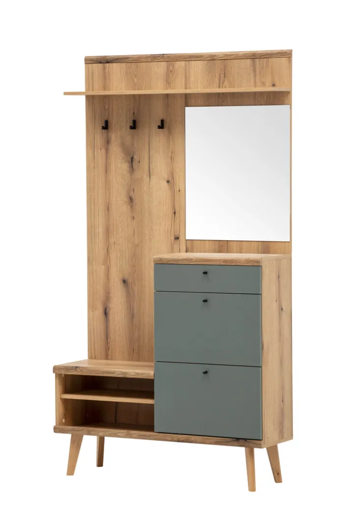 Garderobe ALVA 110 x 200 cm Braun/Salbei