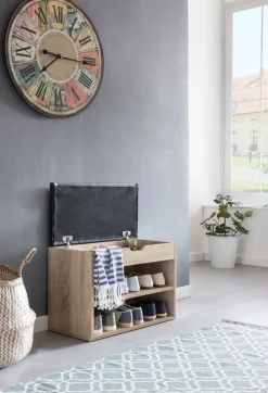 Garderobenbank 60 x 44 cm grau/braun