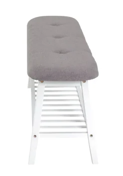 Garderobenbank 100 x 44 cm Weiß/ Grau