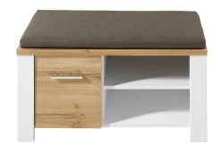 Garderobenbank MATERIO 90 x 50 x 39 cm Holznachbildung braun/weiß