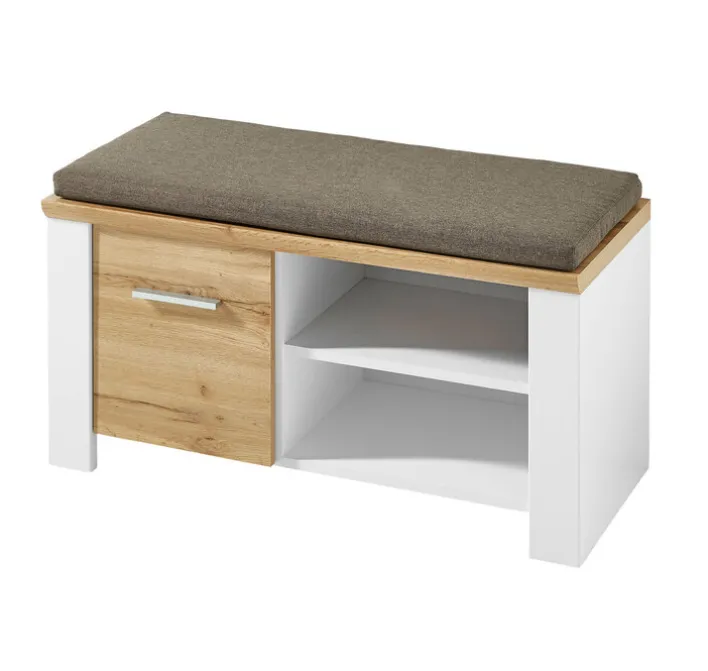 Garderobenbank MATERIO 90 x 50 x 39 cm Holznachbildung braun/weiß
