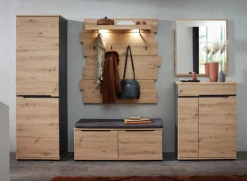 Garderobenbank SEDEO 120 x 50 cm Artisan Eiche-Dekor / Graphit