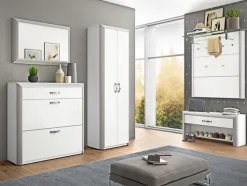 Garderobenpaneel ENTRY Weiß/ Alu geriffelt