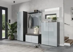 Garderobenpaneel LEVIN 97 x 96 cm Glasfront Silbergrau/Graphit