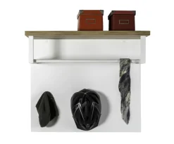 Garderobenpaneel MUNDI 83 x 71 cm Weiß Hochglanz/Eiche-Riviera-Dekor