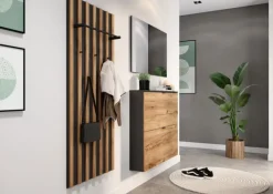 Garderobenpaneel Renell 64 x 148 cm Graphit/Navarra-Eiche-Dekor