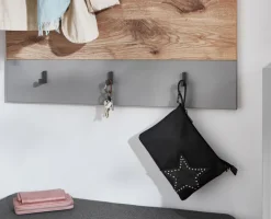 Garderobenpaneel SERATA 85 x 112 cm hellgrau/Nox Oak Dekor