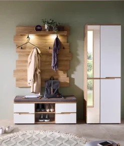 Garderobenschrank CLYDE 65 x 192 cm weiß supermatt/Mauvella-Oak-Dekor