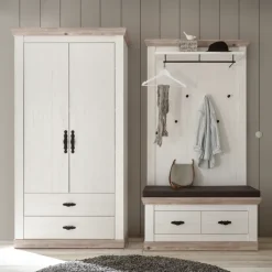 Garderobenschrank FLORENZ 107 x 201 cm weiß/braun