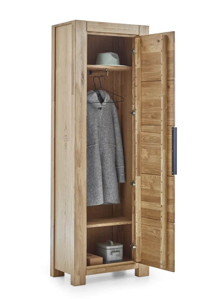 Garderobenschrank JURIA 67 x 199 cm Eiche massiv/Eiche furniert