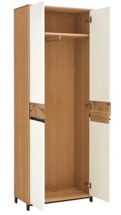Garderobenschrank KASTINA Eiche Bianco/ Lack weiß