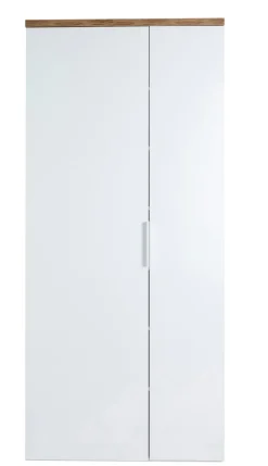 Garderobenschrank MUNDI 83 x 189 cm Weiß Hochglanz/Eiche-Riviera-Dekor
