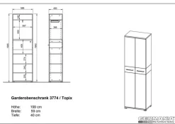 Garderobenschrank THEO Weiß/ Navarra Eiche NB