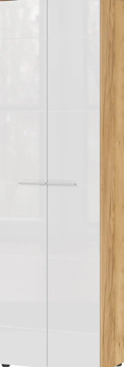 Garderobenschrank LEVI 60 x 198 cm weiß Hochglanz/braun