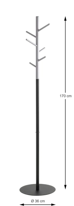 Garderobenständer 36 x 170 cm schwarz/grau