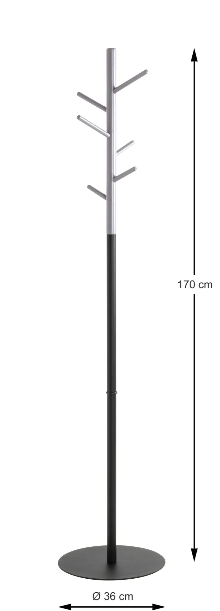 Garderobenständer 36 x 170 cm schwarz/grau