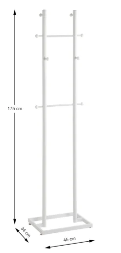 Garderobenständer 45 x 175 x 34 cm Metall weiß