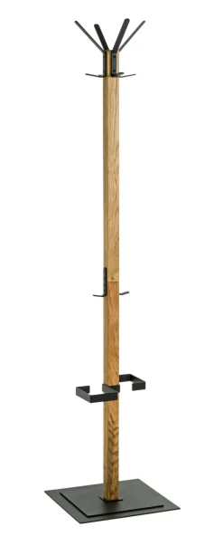 Garderobenständer mit Schirmhalterung 40 x 180 cm Eiche massiv/schwarz