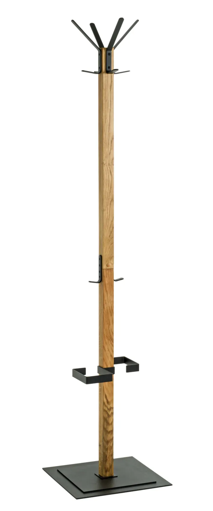 Garderobenständer mit Schirmhalterung 40 x 180 cm Eiche massiv/schwarz