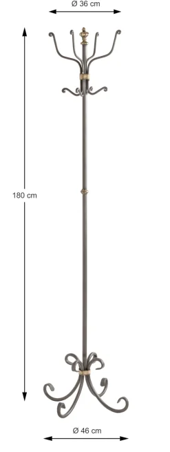 Garderobenständer OPERA 180 x 46 cm Stahl anthrazit/silber