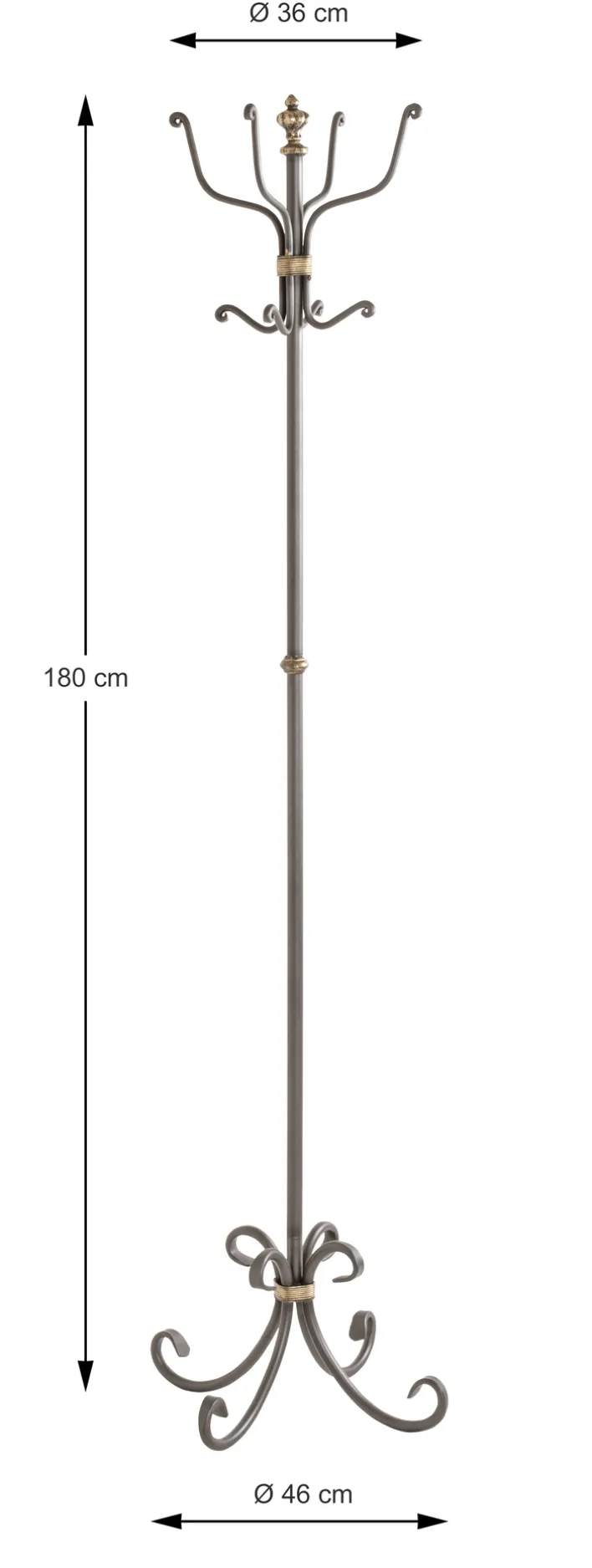 Garderobenständer OPERA 180 x 46 cm Stahl anthrazit/silber