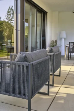 Garten FLAIR Loungesessel Outdoor RENO anthrazit /Rope grau