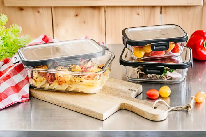 GEFU Frischhaltedose MILO 3-teilig schwarz/ silberfarbig