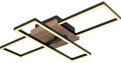 GLOBO LED Deckenlampe KENDRA 60 cm Holzoptik