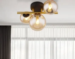 GLOBO LED Retrofit Deckenlampe RIHA messingfarbig /amber