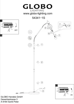 GLOBO LED Retrofit Stehlampe ELLIOTT 145 cm nickelfarbig