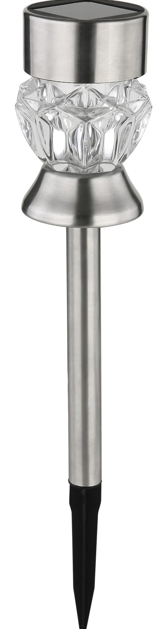 GLOBO LED Solarlampe Gartenspieß SIMON 2er Set silberfarbig