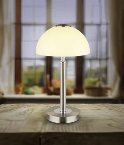 GLOBO LED Tischlampe ULDIN 31 cm nickelfarbig