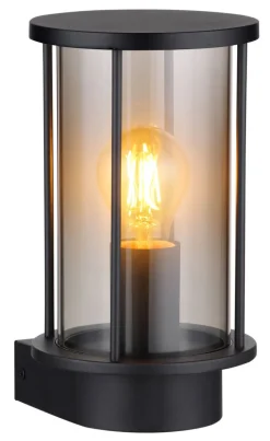 GLOBO Retrofit Außenwandleuchte GRACEY schwarz /rauchfarbig