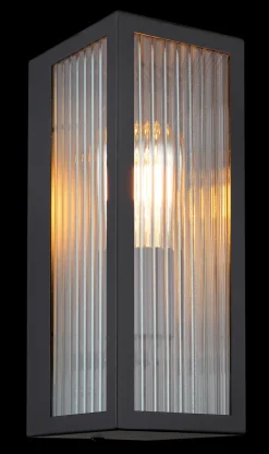 GLOBO Retrofit Außenwandleuchte GUNDULA schwarz /Glas