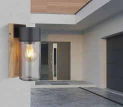 GLOBO Retrofit Außenwandleuchte ETSI Holzoptik