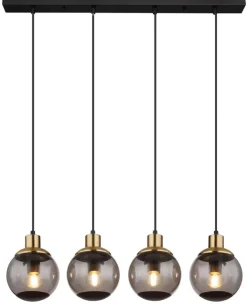 GLOBO Retrofit Balkenpendel POTTER 75 cm schwarz /messingfarbig